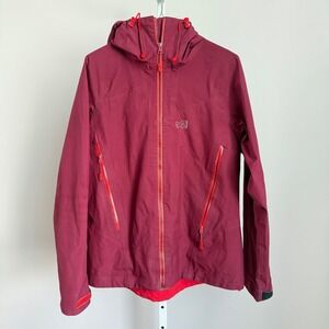 VTG Millet Gore Tex Jacket Womens Size L Red Maroon Hiking Raincoat Waterproof